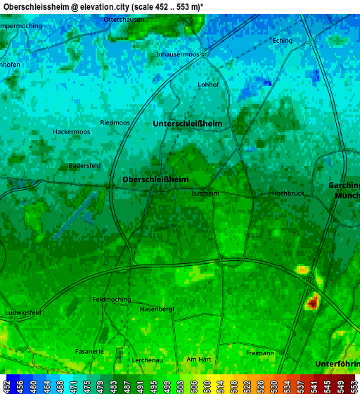 Zoom OUT 2x Oberschleißheim, Germany elevation map