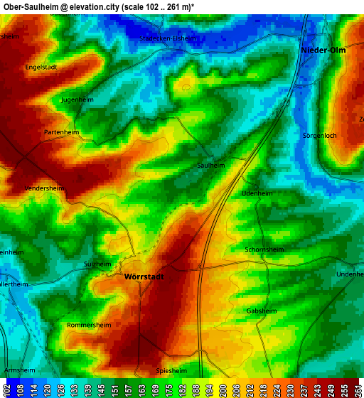 Zoom OUT 2x Ober-Saulheim, Germany elevation map