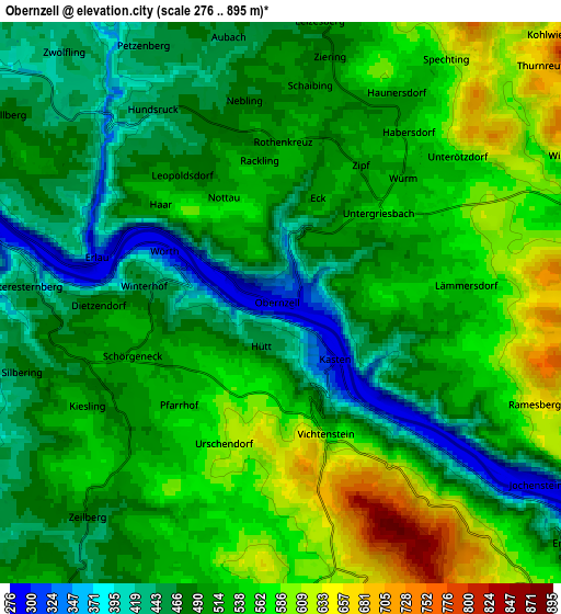 Zoom OUT 2x Obernzell, Germany elevation map