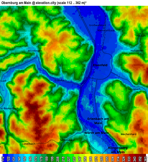 Zoom OUT 2x Obernburg am Main, Germany elevation map