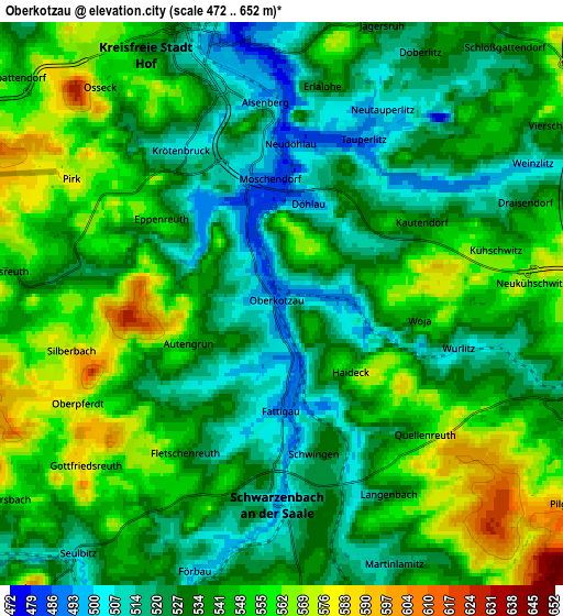 Zoom OUT 2x Oberkotzau, Germany elevation map