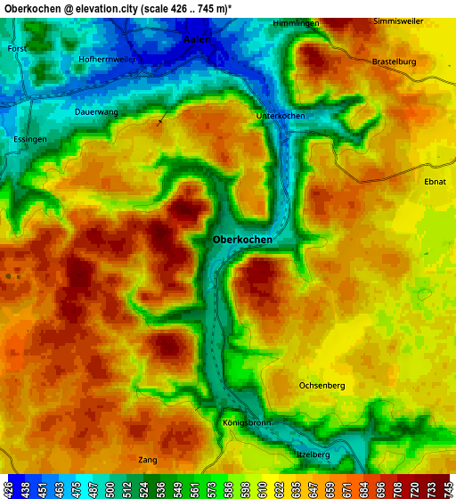 Zoom OUT 2x Oberkochen, Germany elevation map