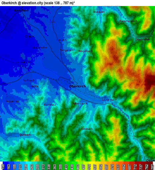 Zoom OUT 2x Oberkirch, Germany elevation map