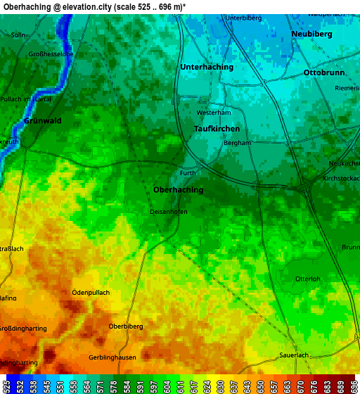 Zoom OUT 2x Oberhaching, Germany elevation map