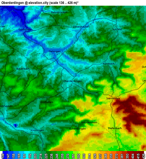 Zoom OUT 2x Oberderdingen, Germany elevation map