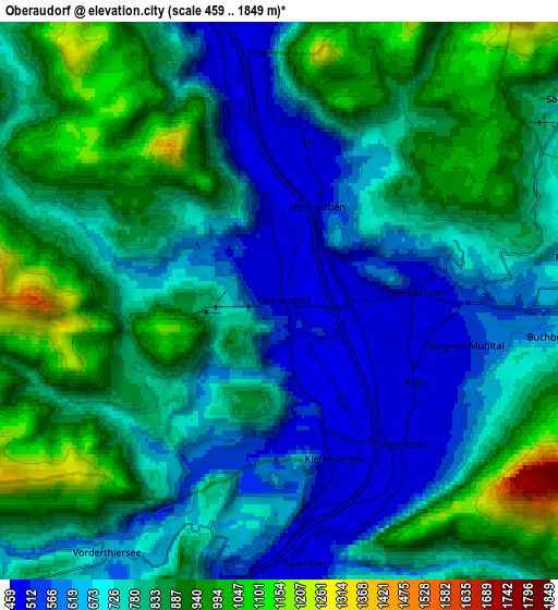 Zoom OUT 2x Oberaudorf, Germany elevation map