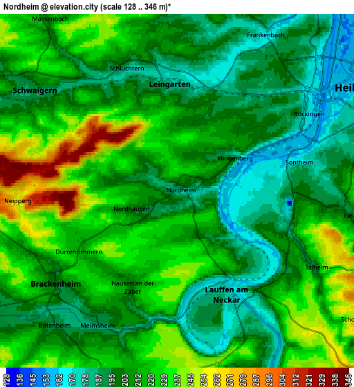 Zoom OUT 2x Nordheim, Germany elevation map