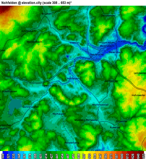 Zoom OUT 2x Nohfelden, Germany elevation map