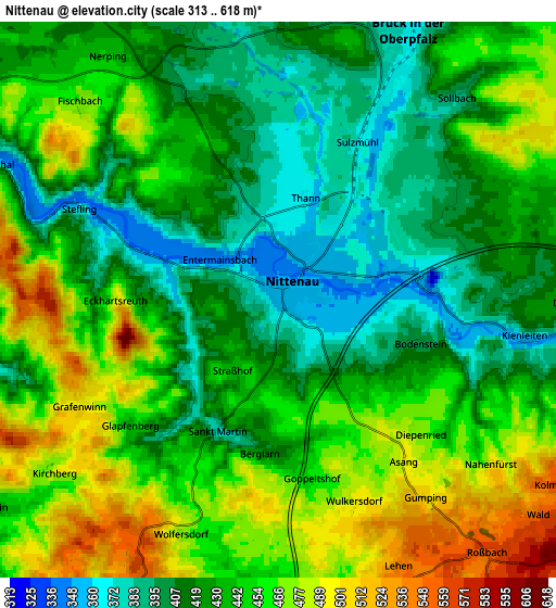 Zoom OUT 2x Nittenau, Germany elevation map