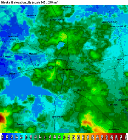 Zoom OUT 2x Niesky, Germany elevation map