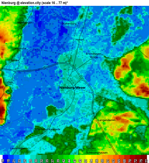 Zoom OUT 2x Nienburg, Germany elevation map