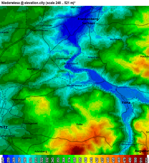 Zoom OUT 2x Niederwiesa, Germany elevation map