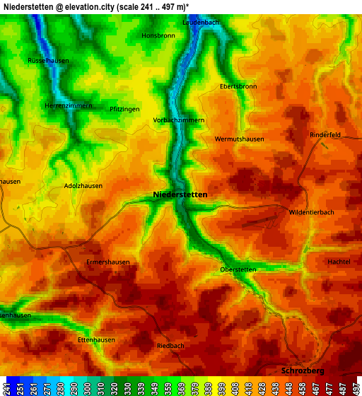 Zoom OUT 2x Niederstetten, Germany elevation map