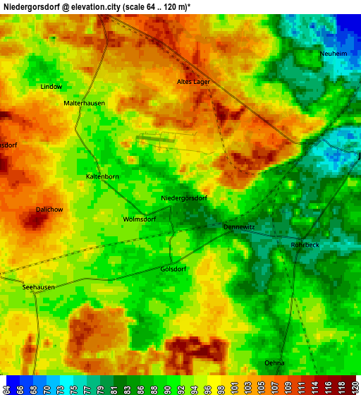 Zoom OUT 2x Niedergörsdorf, Germany elevation map