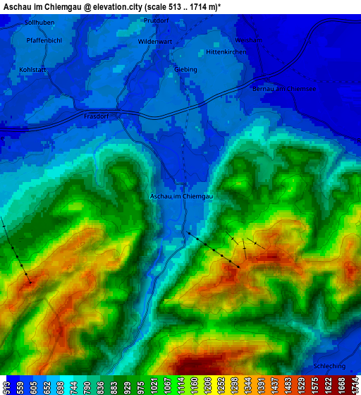 Zoom OUT 2x Aschau im Chiemgau, Germany elevation map