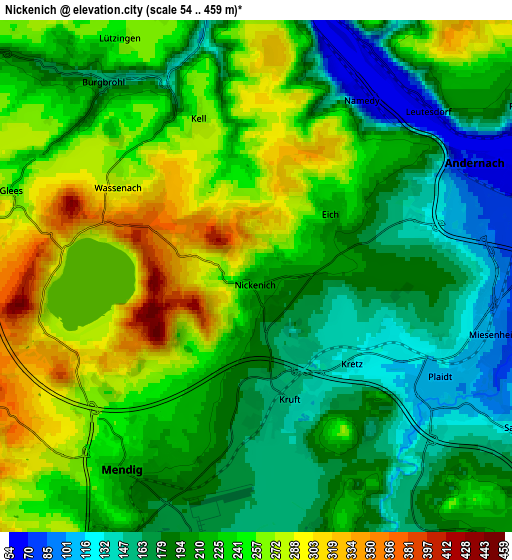 Zoom OUT 2x Nickenich, Germany elevation map