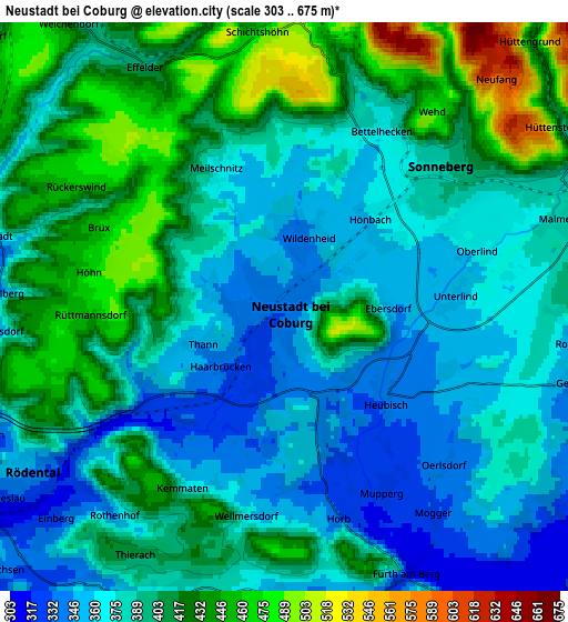 Zoom OUT 2x Neustadt bei Coburg, Germany elevation map