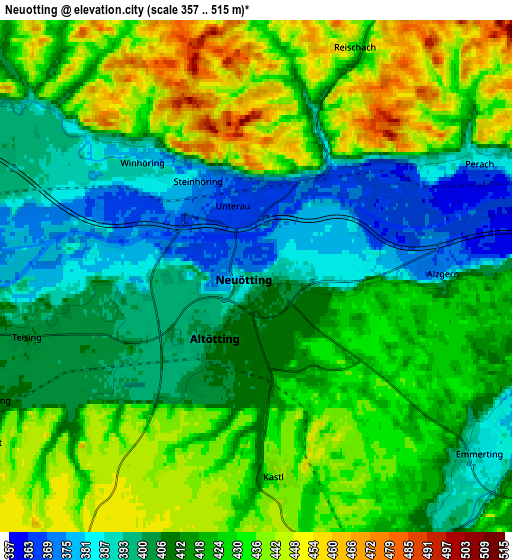 Zoom OUT 2x Neuötting, Germany elevation map