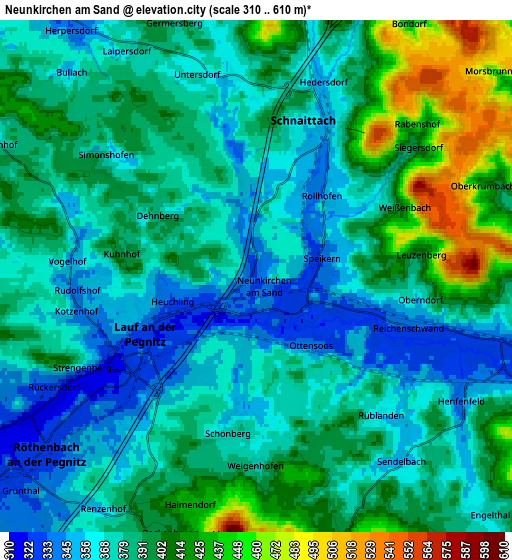 Zoom OUT 2x Neunkirchen am Sand, Germany elevation map