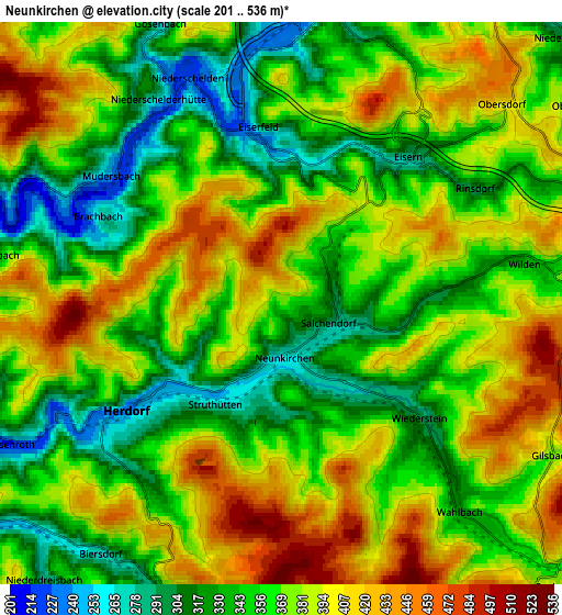 Zoom OUT 2x Neunkirchen, Germany elevation map