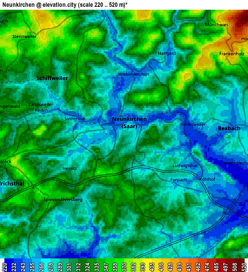 Zoom OUT 2x Neunkirchen, Germany elevation map