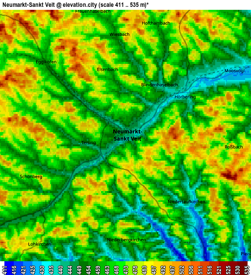 Zoom OUT 2x Neumarkt-Sankt Veit, Germany elevation map