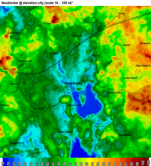 Zoom OUT 2x Neukloster, Germany elevation map