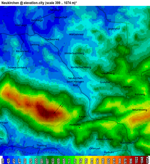 Zoom OUT 2x Neukirchen, Germany elevation map