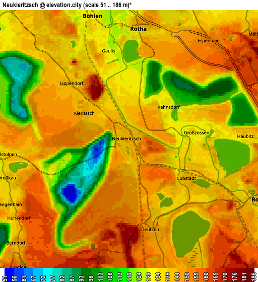 Zoom OUT 2x Neukieritzsch, Germany elevation map