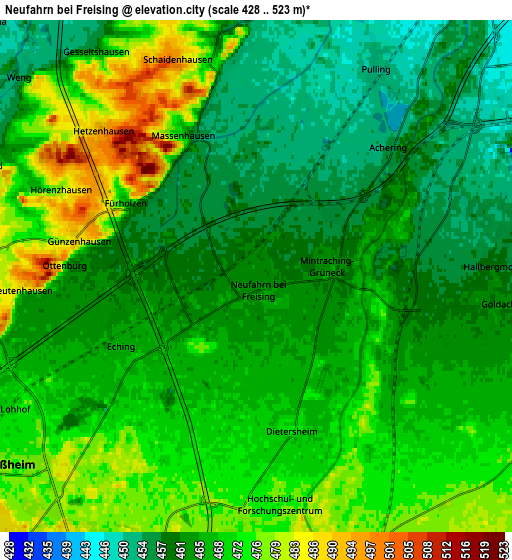 Zoom OUT 2x Neufahrn bei Freising, Germany elevation map