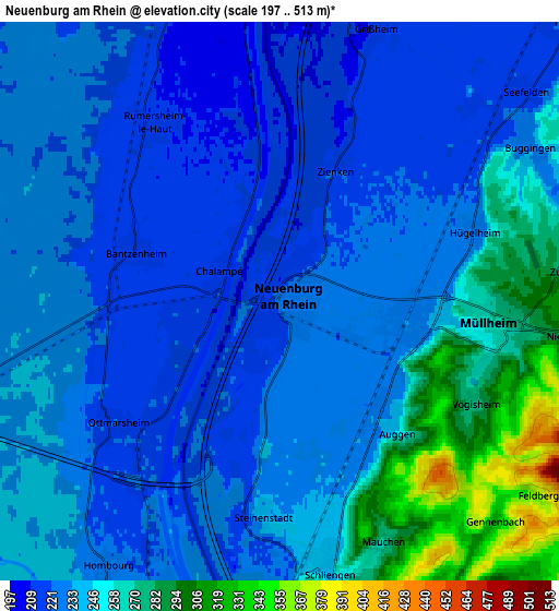 Zoom OUT 2x Neuenburg am Rhein, Germany elevation map