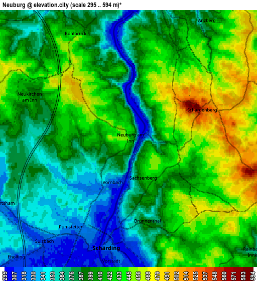 Zoom OUT 2x Neuburg, Germany elevation map