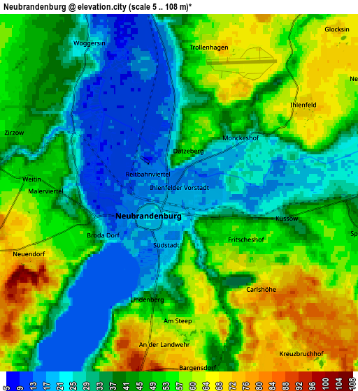 Zoom OUT 2x Neubrandenburg, Germany elevation map