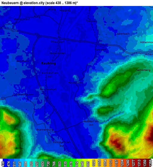 Zoom OUT 2x Neubeuern, Germany elevation map