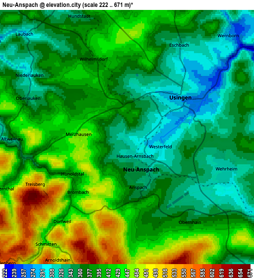 Zoom OUT 2x Neu-Anspach, Germany elevation map