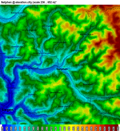 Zoom OUT 2x Netphen, Germany elevation map