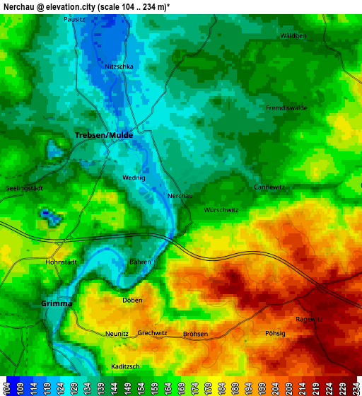 Zoom OUT 2x Nerchau, Germany elevation map