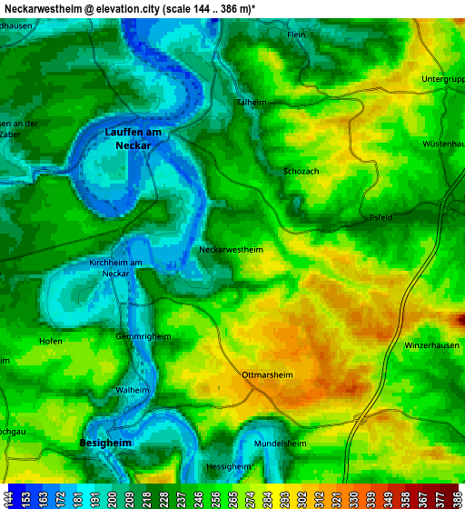 Zoom OUT 2x Neckarwestheim, Germany elevation map