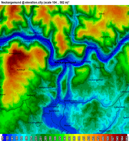 Zoom OUT 2x Neckargemünd, Germany elevation map