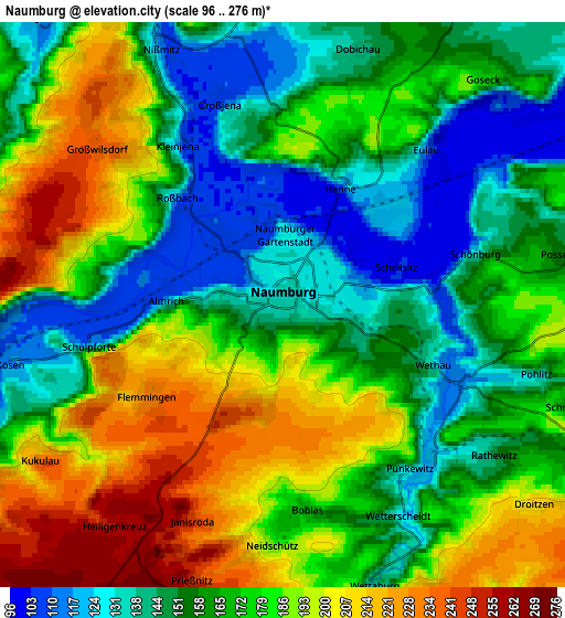 Zoom OUT 2x Naumburg, Germany elevation map