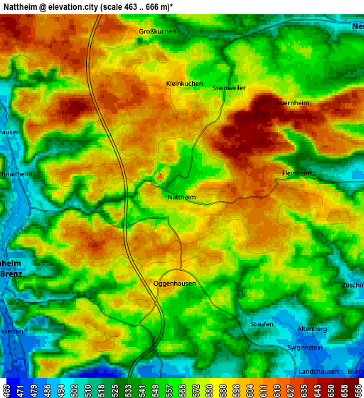 Zoom OUT 2x Nattheim, Germany elevation map