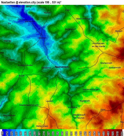 Zoom OUT 2x Nastätten, Germany elevation map