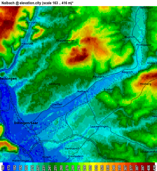 Zoom OUT 2x Nalbach, Germany elevation map