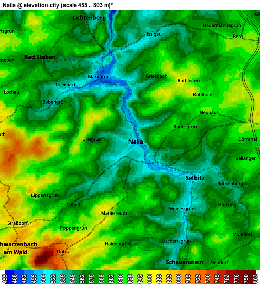 Zoom OUT 2x Naila, Germany elevation map