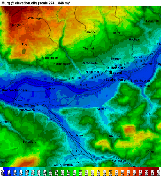 Zoom OUT 2x Murg, Germany elevation map