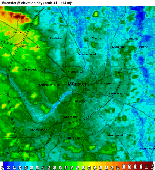 Zoom OUT 2x Münster, Germany elevation map