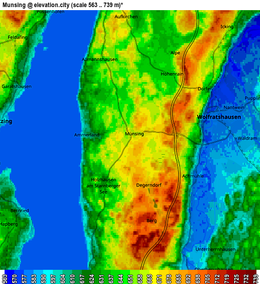 Zoom OUT 2x Münsing, Germany elevation map