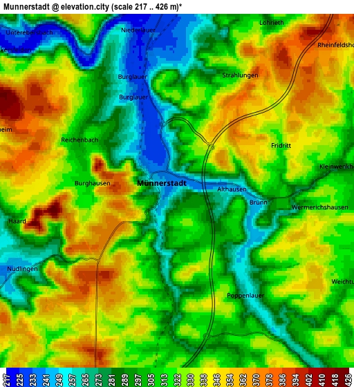 Zoom OUT 2x Münnerstadt, Germany elevation map