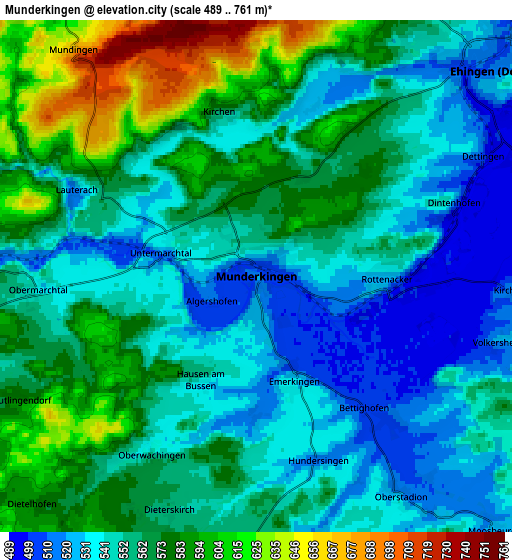 Zoom OUT 2x Munderkingen, Germany elevation map