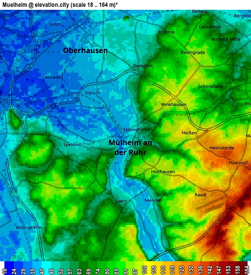 Zoom OUT 2x Mülheim, Germany elevation map